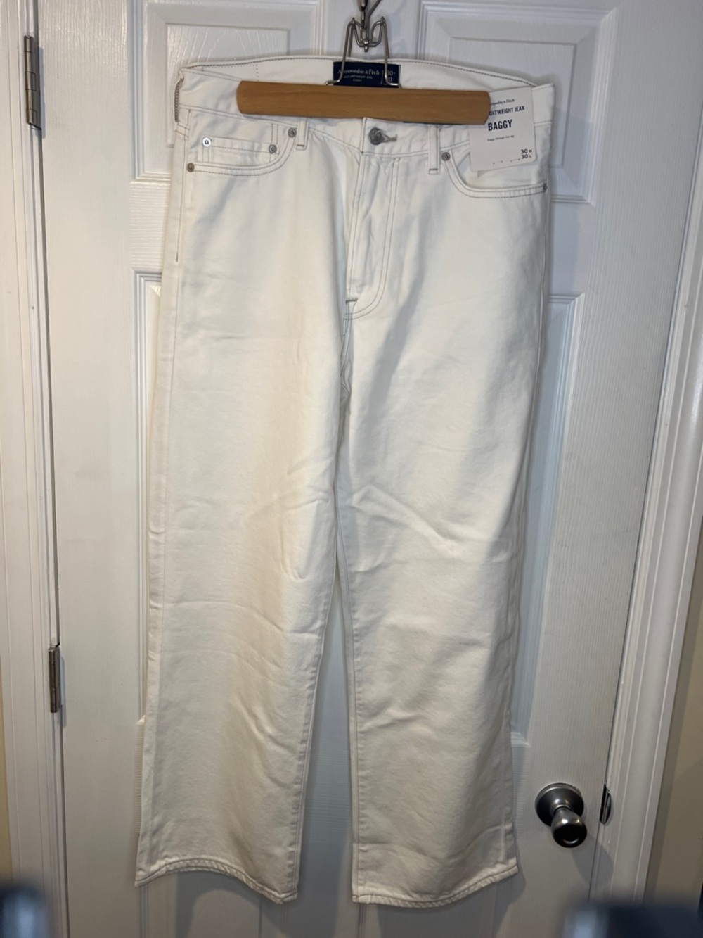 Abercrombie & Fitch Baggy White Men's Jeans - Lightweight Jean 30x30 Men’s